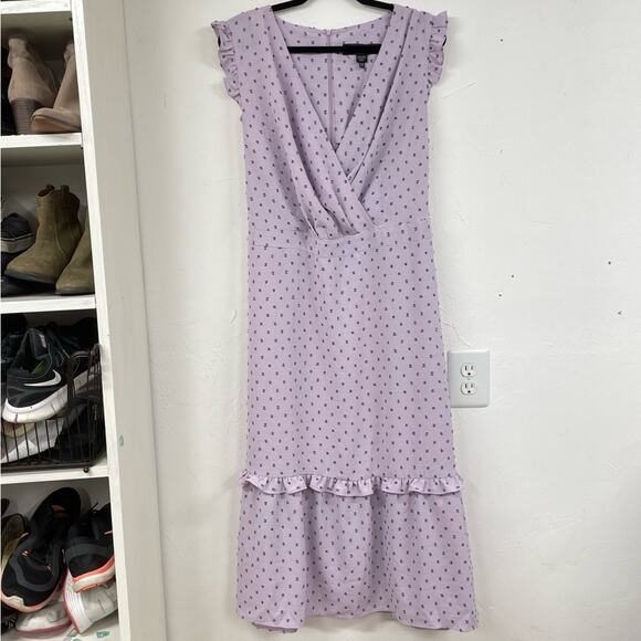 Clover & Sloane Purple Swiss Dot Cottage Core Ruffled Mini Dress Womens 22 Girly - Picture 1 of 10